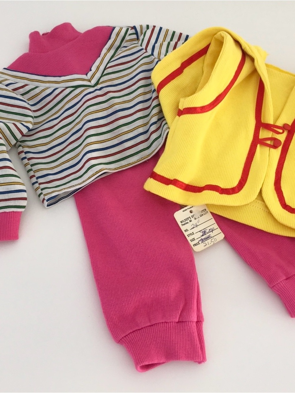 1990 24” 3-Piece Yellow And Pink Doll Oufit For Doll Collectors Or Kids Play
